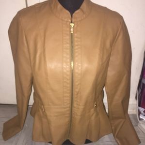 BACCINI LEATHER FLARED JACKET